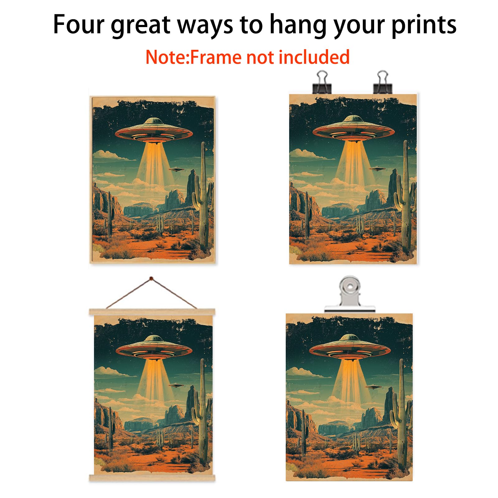 Amazon.com: Tevenuktla Retro 70's Desert Ufo Wall Art Alien Art